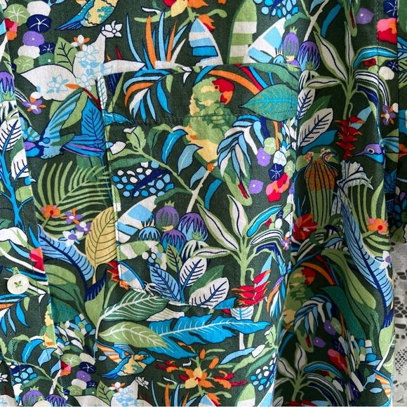 Allan Flusser Hawaiian Tropical Floral Button Up Cuban Camp Shirt Large Parrot - Picture 3 of 11